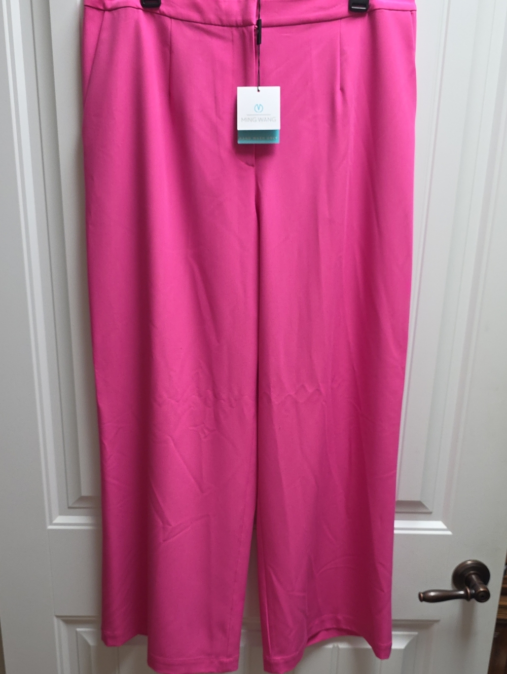 Ming Wang Women's Bright Pink Wide-Leg Pants Large